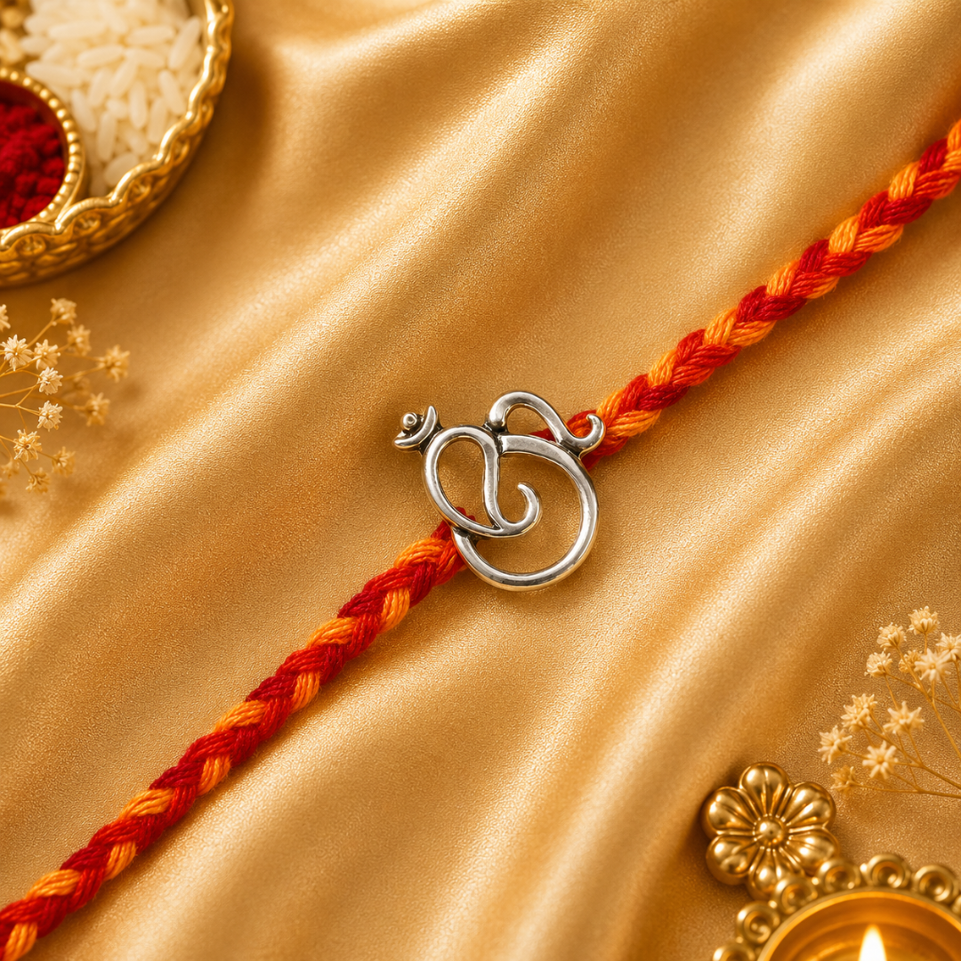 Om Silver Rakhi for Brother
