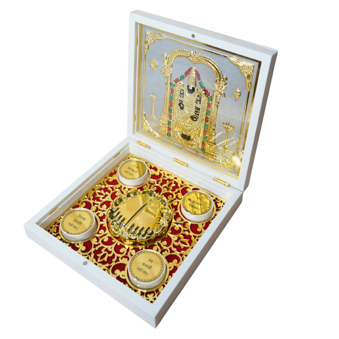 24KT Gold Plated Tirupati Balaji Murti Idol Statue Showpiece for Home Office and Gifting Purpose with Charan Paduka