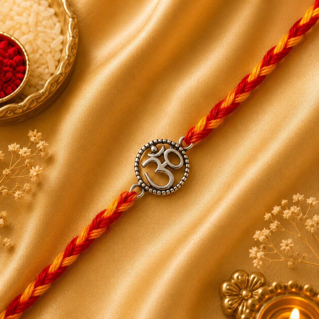 Om Silver Rakhi for Brother