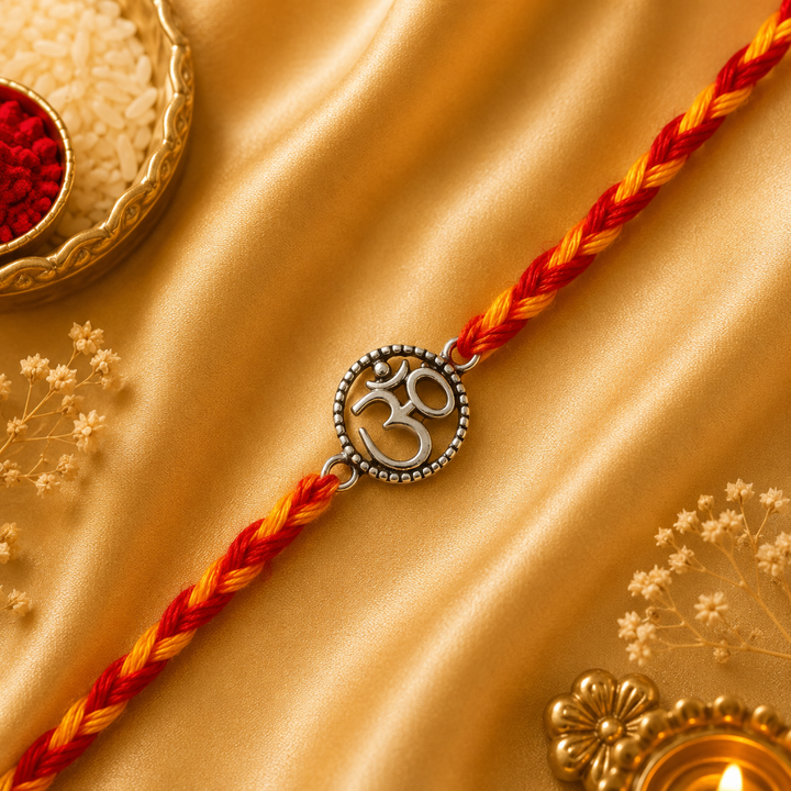 Om Silver Rakhi for Brother