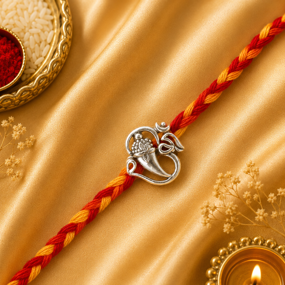 Om Ganesha Silver Rakhi for Brother