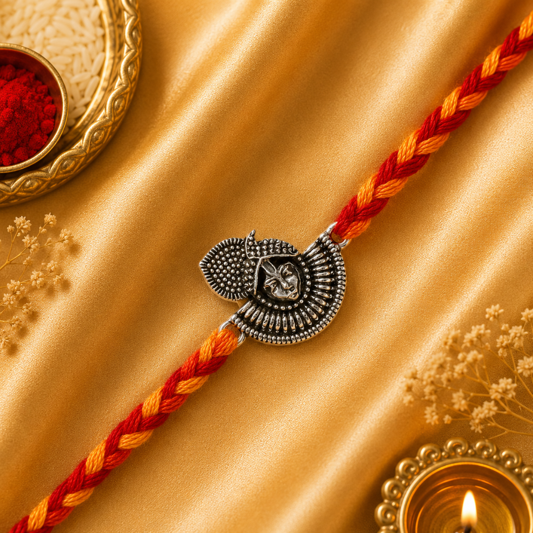Krishna Silver Rakhi for Brother