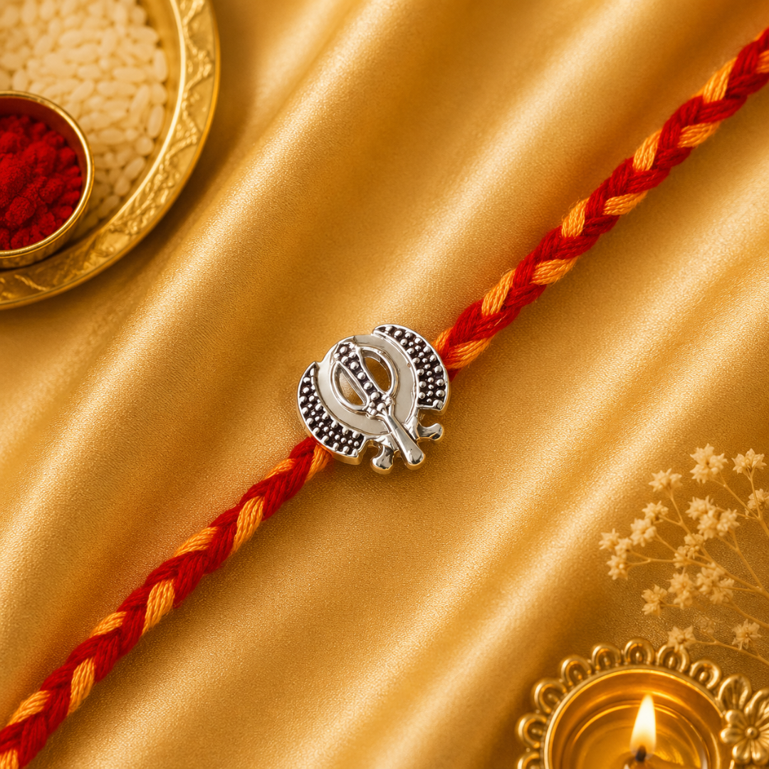 Khanda Silver Rakhi for Brother