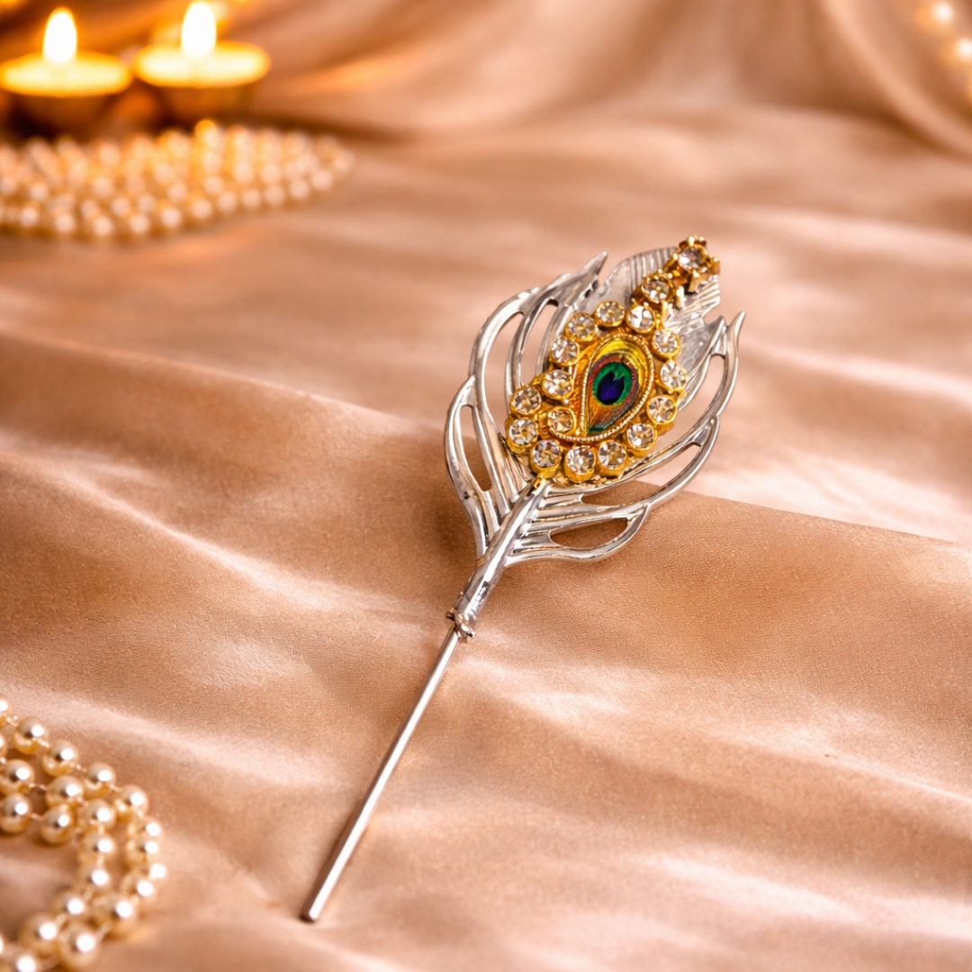 Luxury Bhagwat Geeta Silver-Plated Gift Hamper in Velvet Box with Wooden Bhagwat Geeta & 4 Silver-Plated Pooja Items