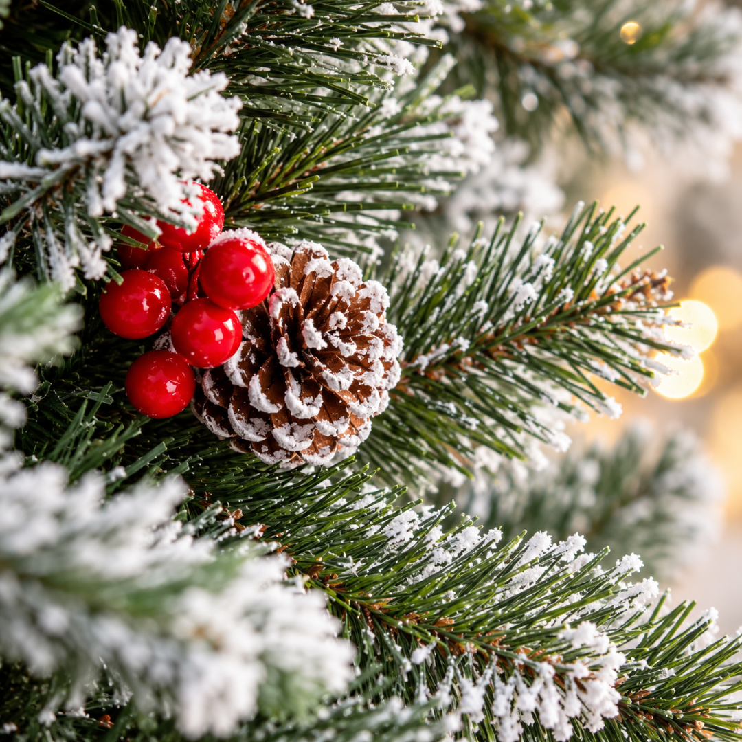 Artificial European Cherry Snow Pine Christmas Tree 5 Feet