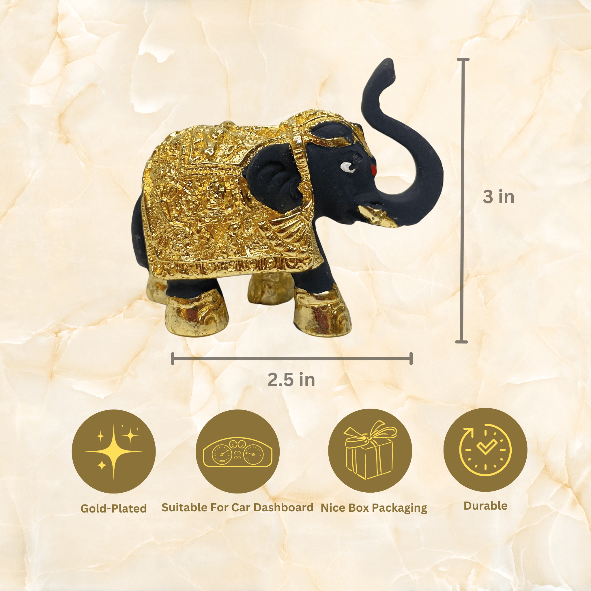 Elephant 24KT Gold Statue - Fengshui Vastu