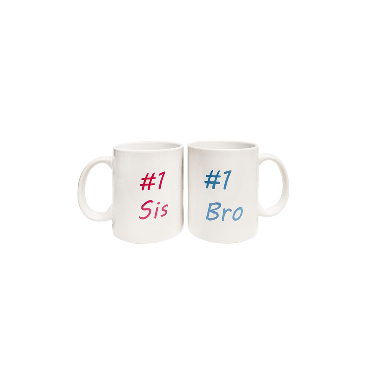 #1 Sis and #1 Bro Printed Ceramic Coffee Mug/Tea Mug (350ML) Gift for Rakshabandhan