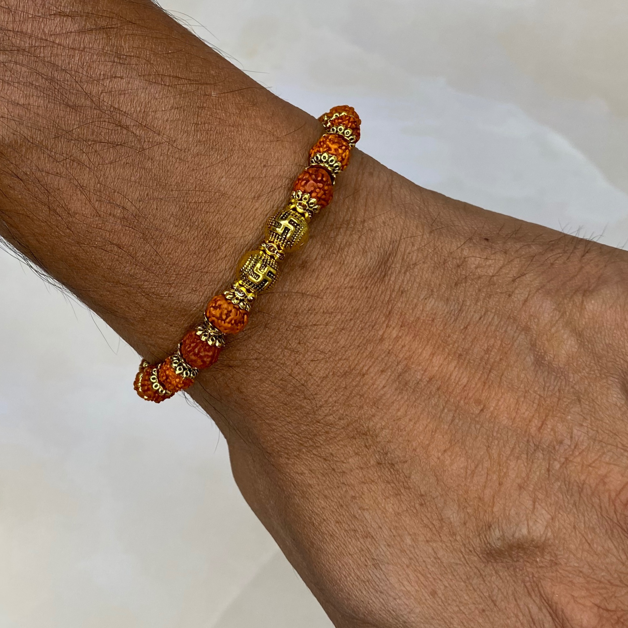 Rudraksha Bracelet Rakhi with Greeting Card