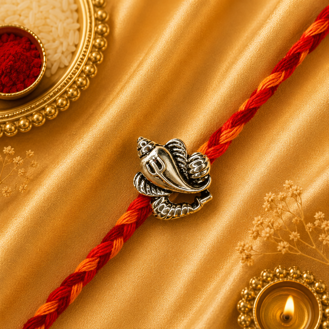 Ganesha Silver Rakhi for Brother