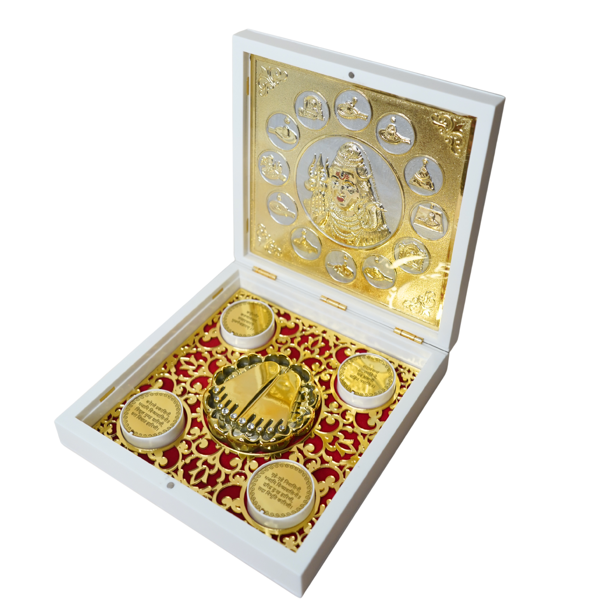 24KT Gold Plated Shiv Ji Idol with Charan Paduka for Puja and Gifting - Birthday, Anniversary, Diwali - 7 x 7 inches