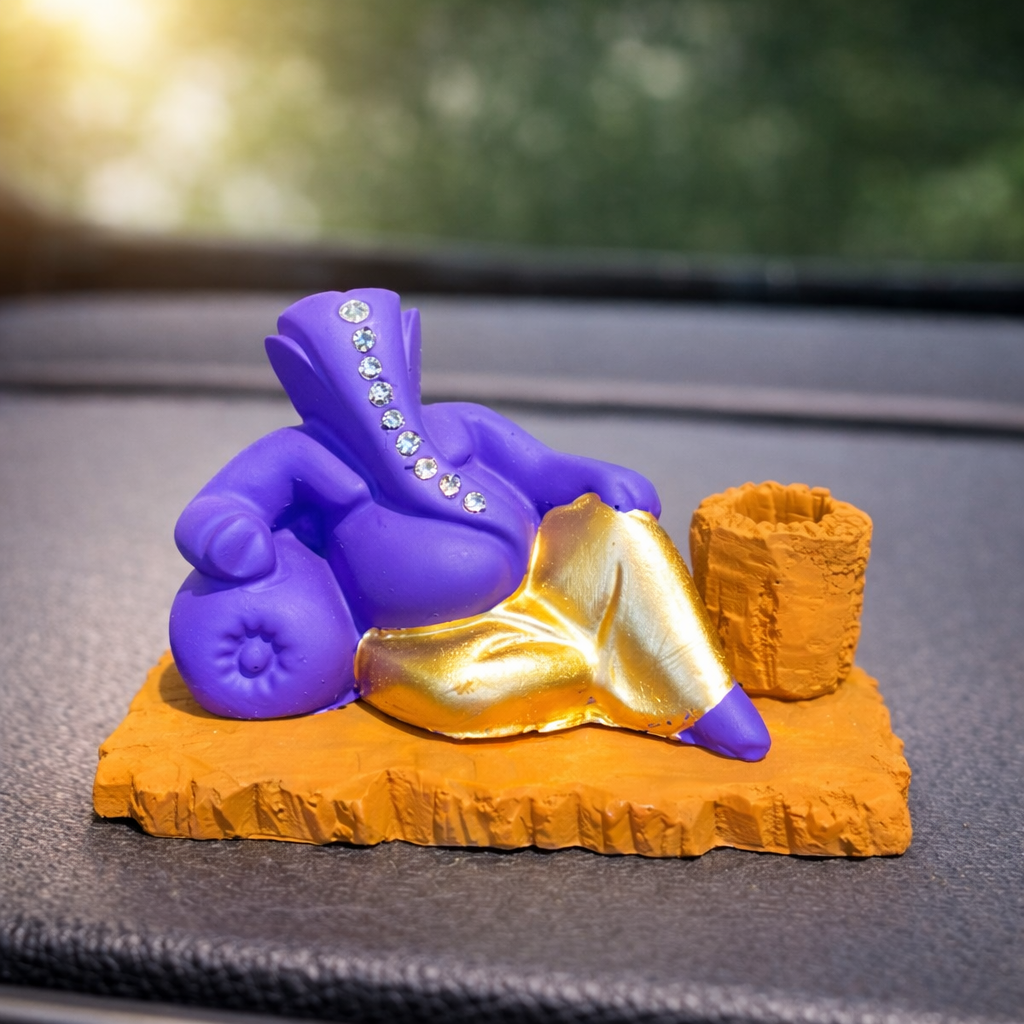 Decorative Ganesha Murti Idol Statue Showpiece Figurine (Resin, Multi, 12 cm)