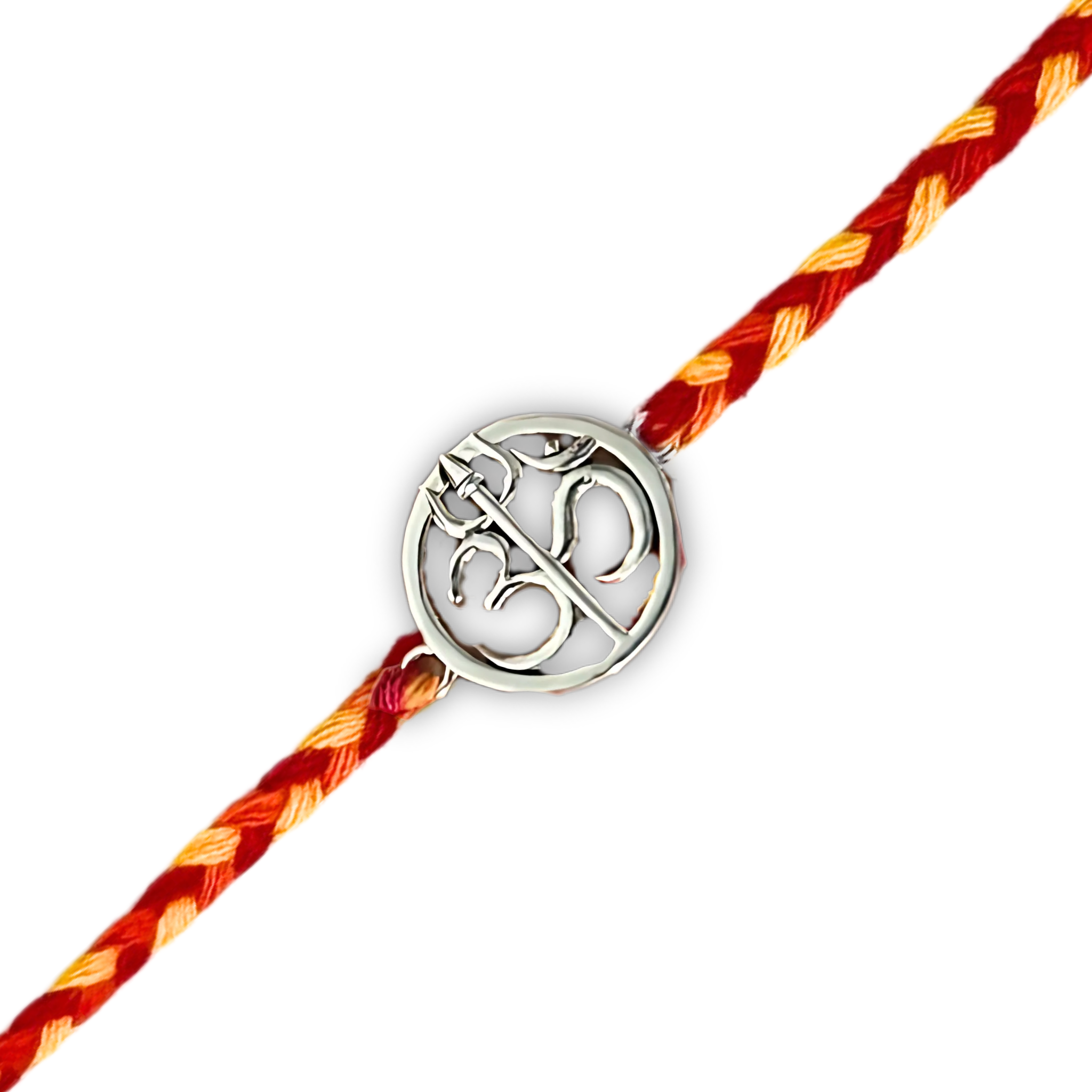 Om Trishul Silver Rakhi for Brother Bro Bhaiya Bhai 925 Sterling Silver Rakhi with Roli Chawal and Rakshabandhan Greeting Card