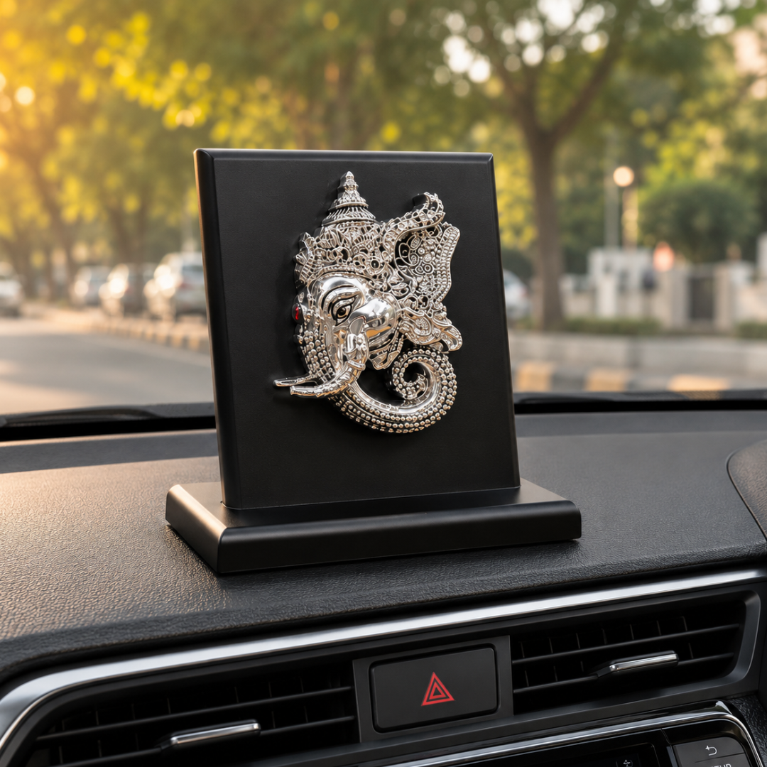 999 Silver Plated Ganesh Ji Idol in Gift Box (5 x 6 Inches)