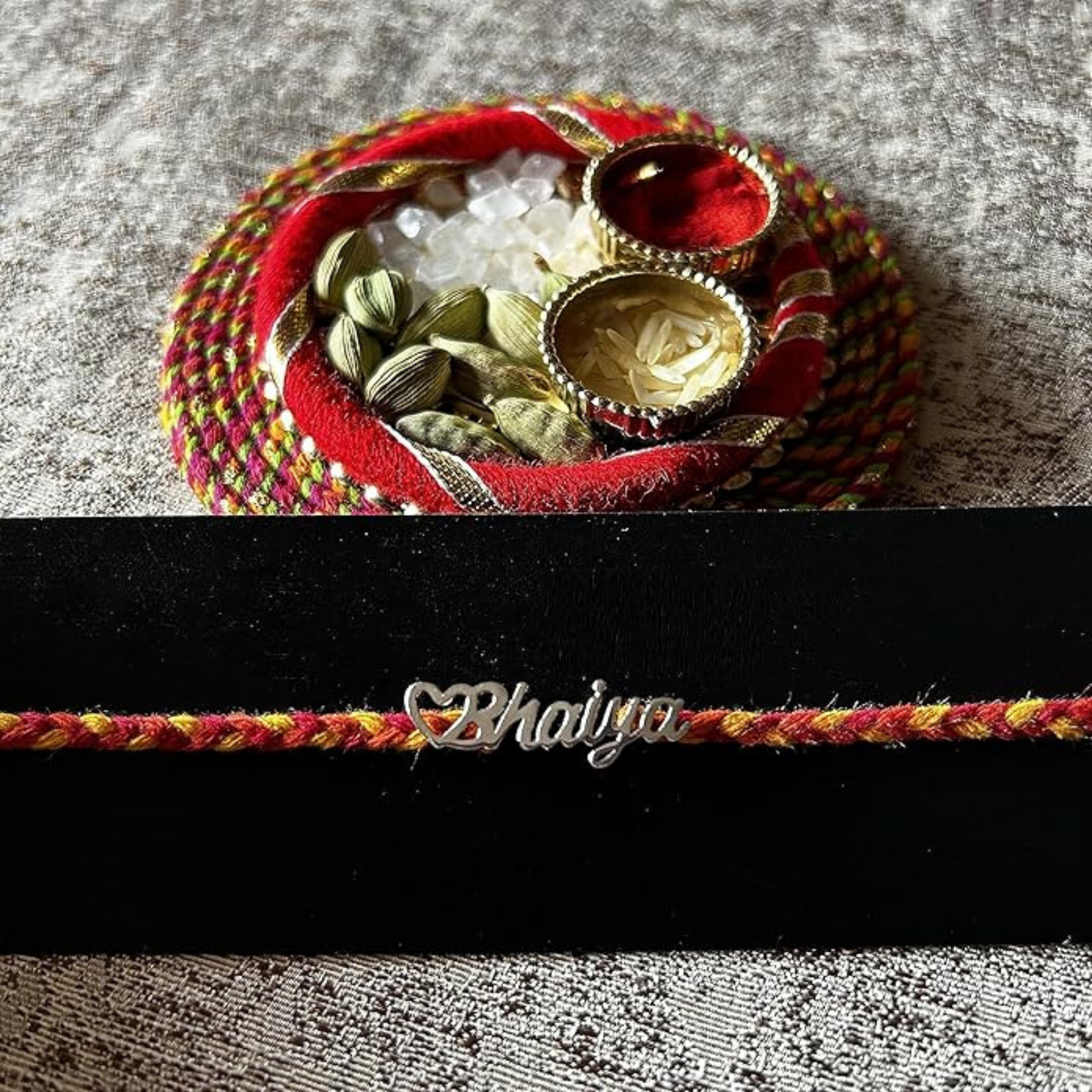 Happy Rakhi Greeting Card with Bhaiya Silver Rakhi for Brother