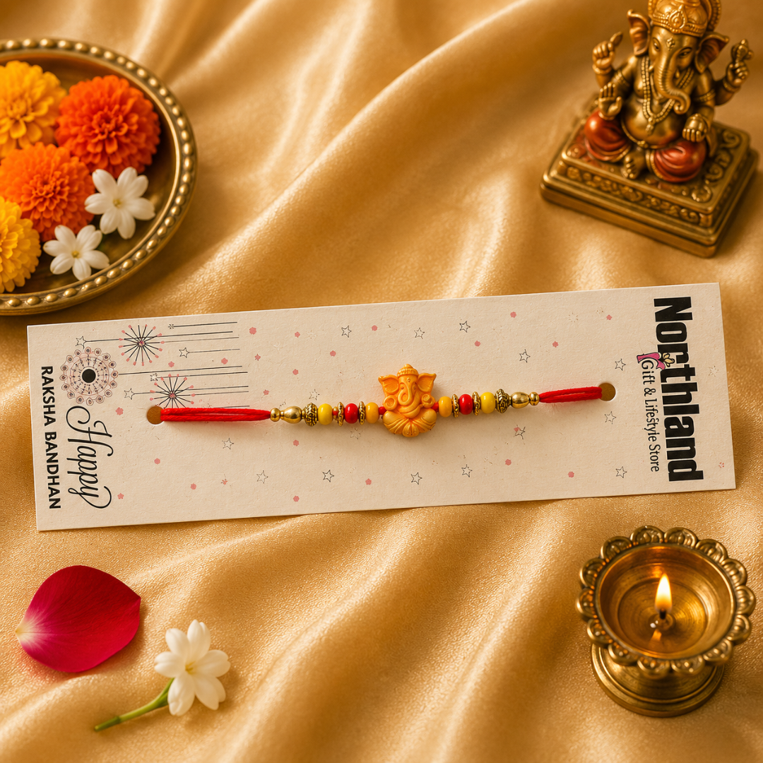 Ganesha Raksha Bandhan Gift Hamper for Brother in Velvet Gift Box