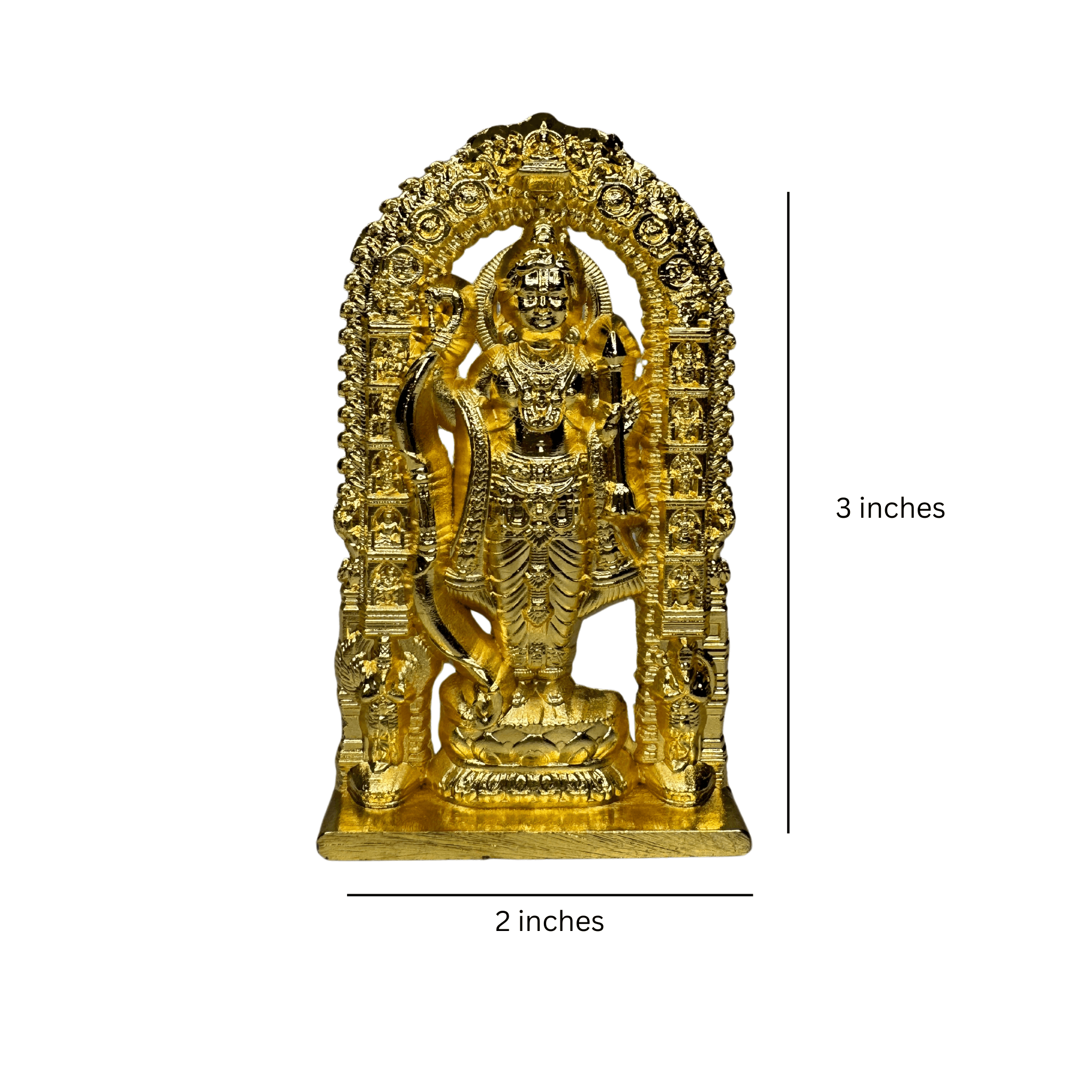 Lord Ram Idol for Car Dashboard (Golden 3 x 2 inches)