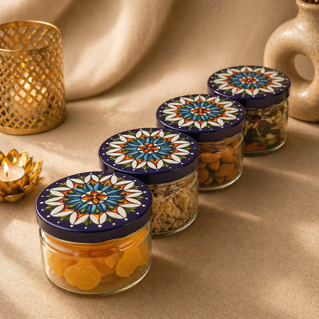 Dry Fruits Corporate Gift Hamper with 4 Jars - Roasted Almonds, Pan Kishmish, Breakfast Mix & Pineapple Coins