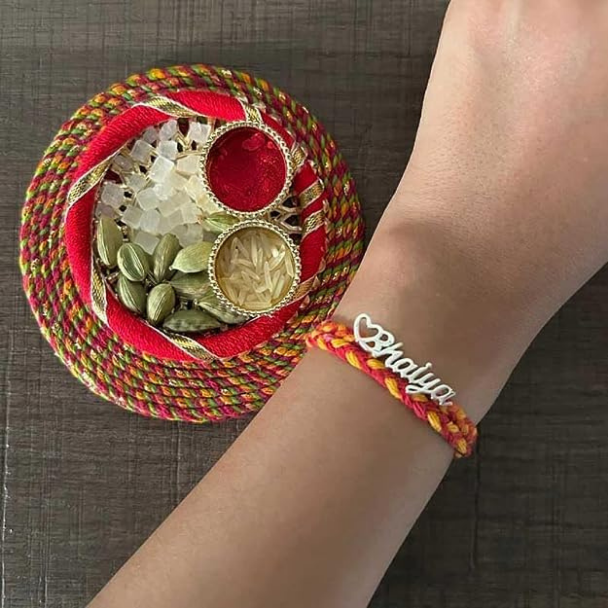 Happy Rakhi Greeting Card with Bhaiya Silver Rakhi for Brother