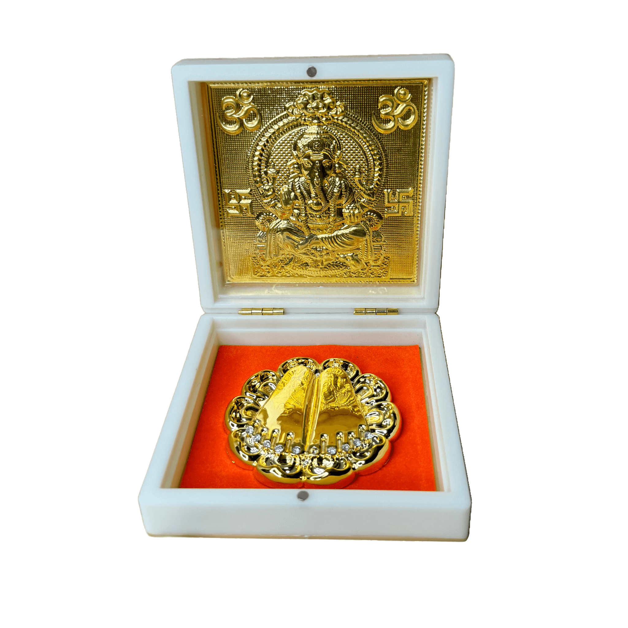 24KT Gold Plated Shree Ganesha Idol with Charan Paduka