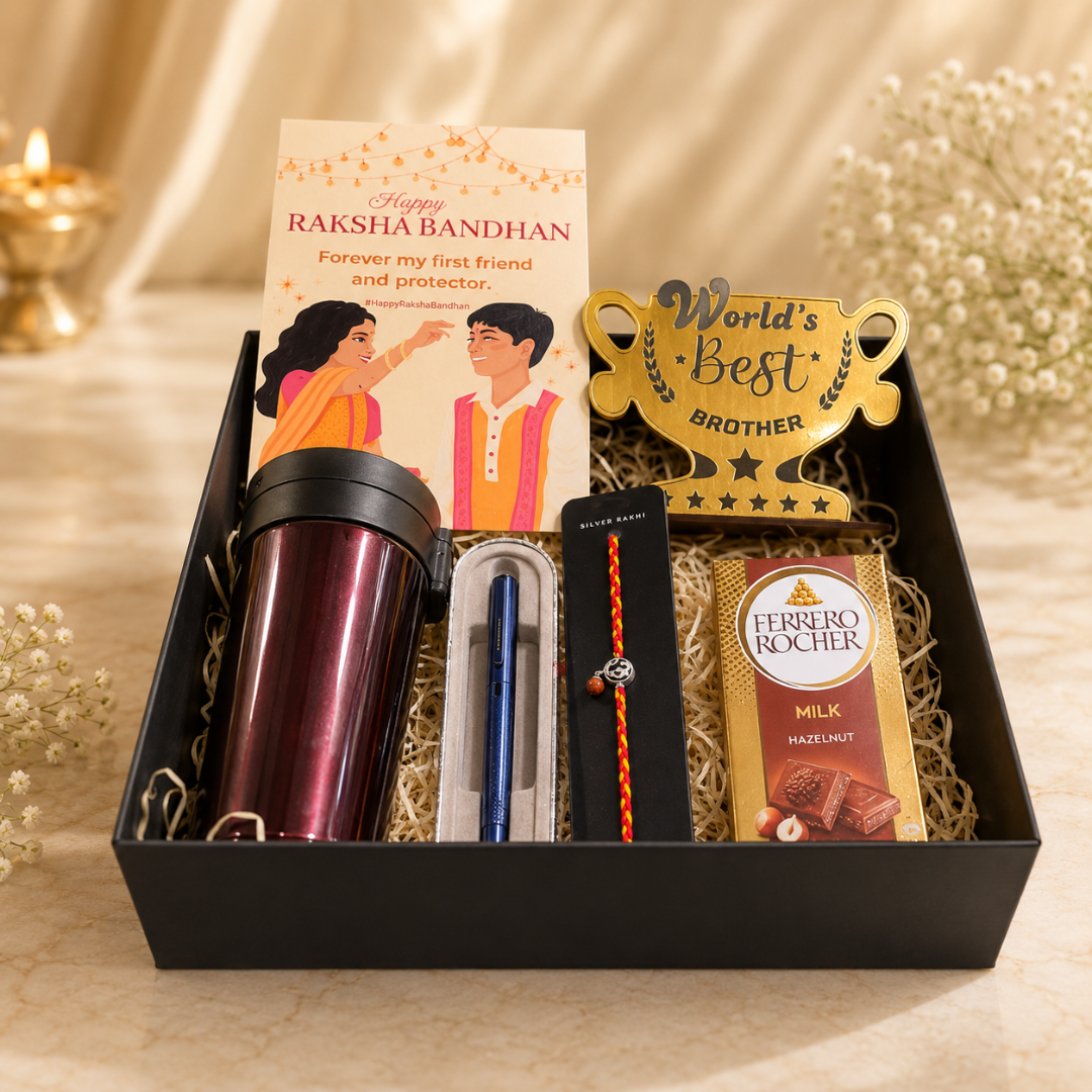 Premium Silver Rakhi Gift Hamper for Brother
