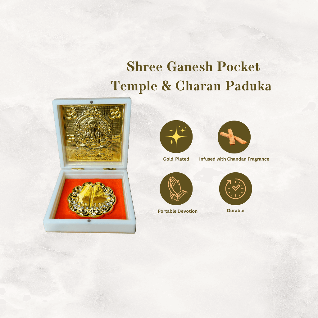 24KT Gold Plated Shree Ganesha Idol with Charan Paduka