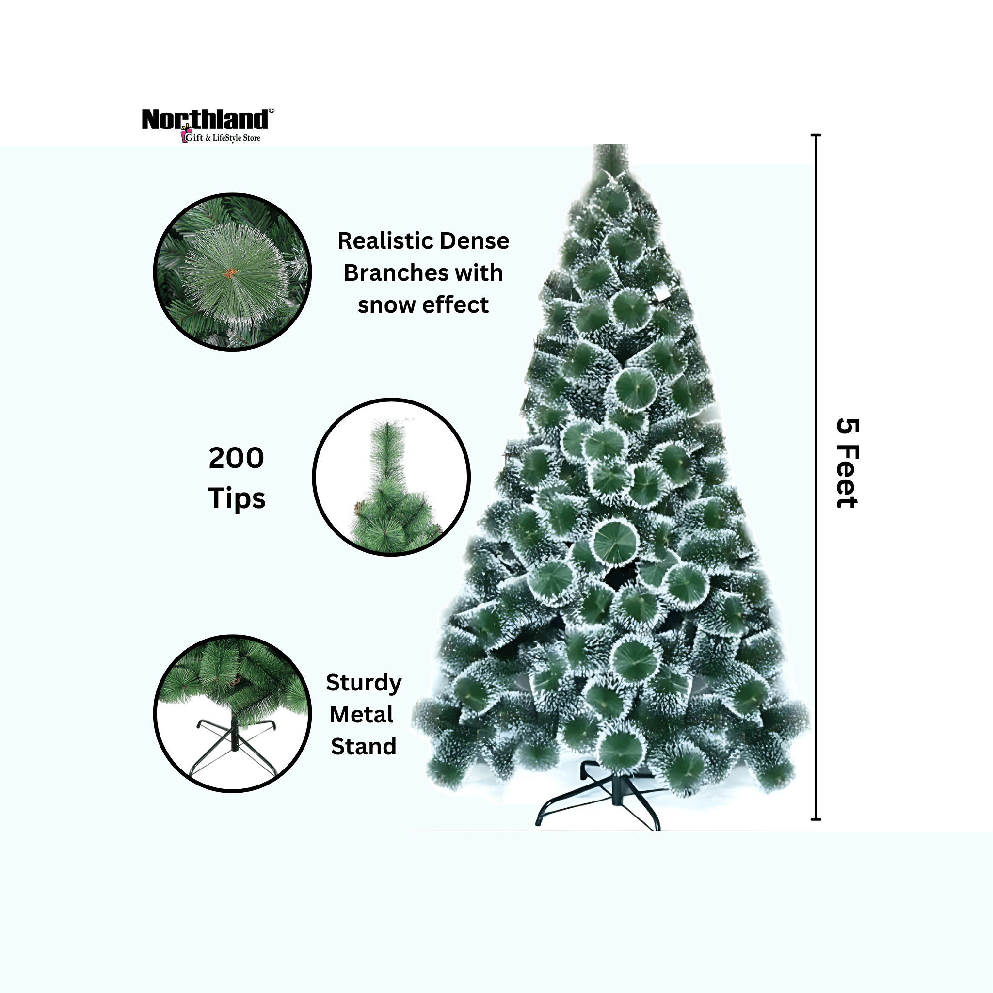 Artificial Green Snow Pine Christmas Tree 6 Feet