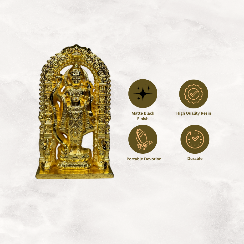 Lord Ram Idol for Car Dashboard (Golden 3 x 2 inches)