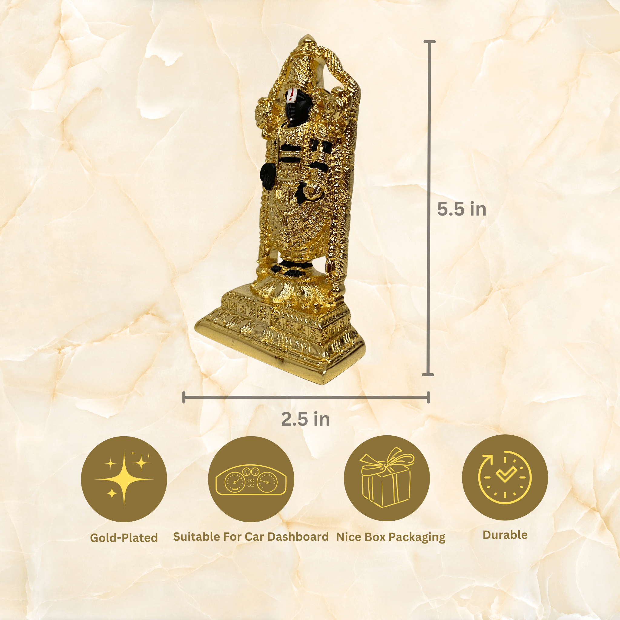 Sri Venkateswara 24KT Gold Plated Idol