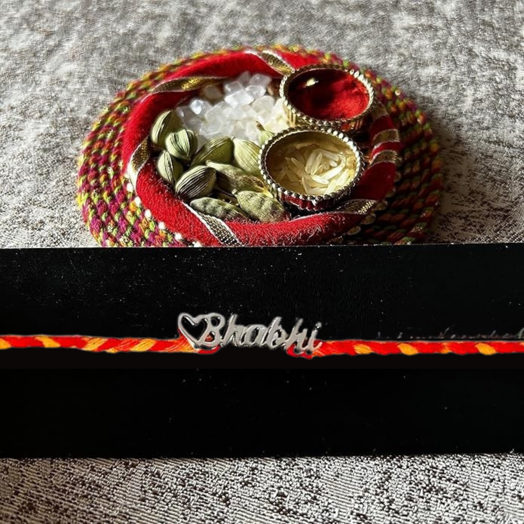 Happy Rakhi Greeting Card with Bhabhi Silver Rakhi for Brother