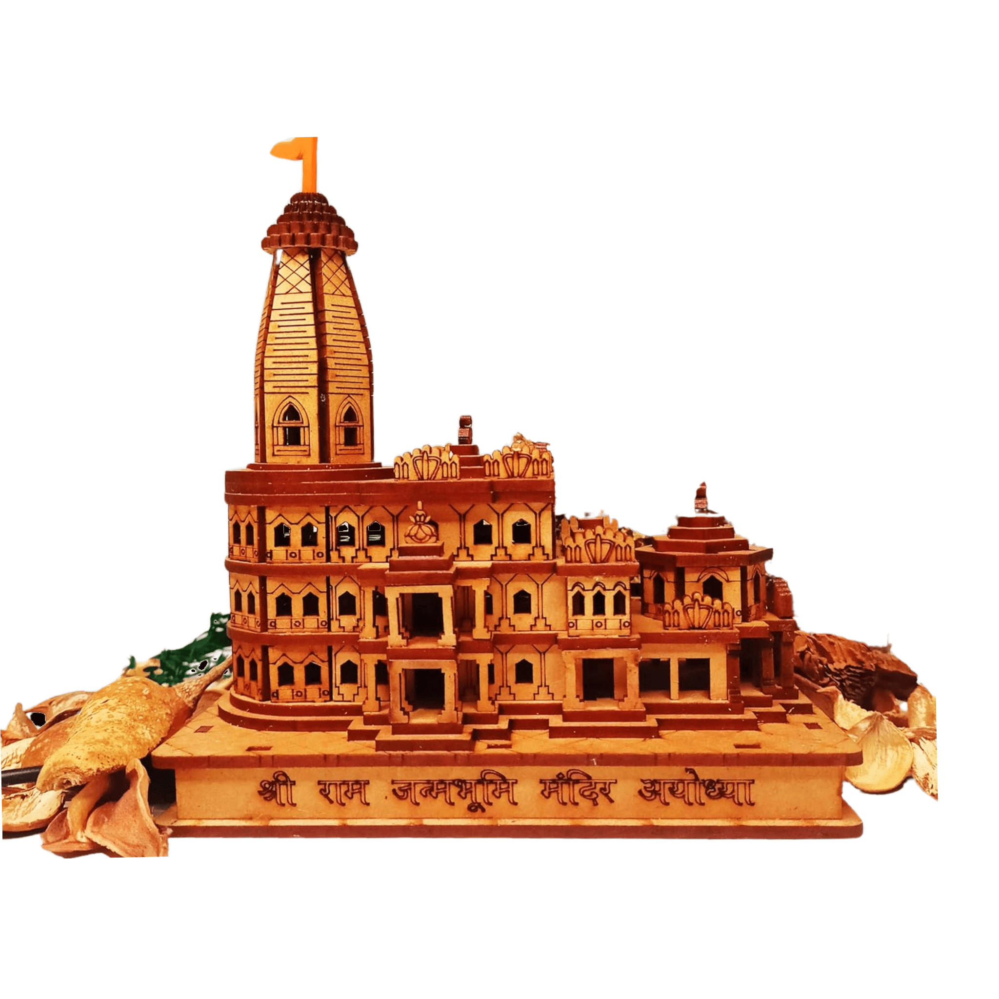 Ram Mandir Wooden Hand Crafted Figurines with LED Lighting