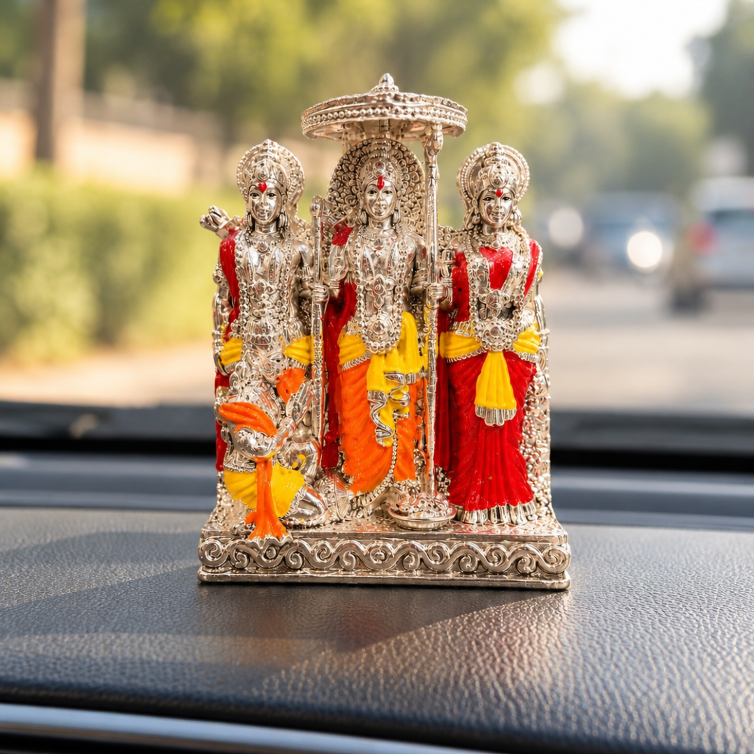 999 Silver Plated Ram Darbar Idol (3 Inch) in Gift Box