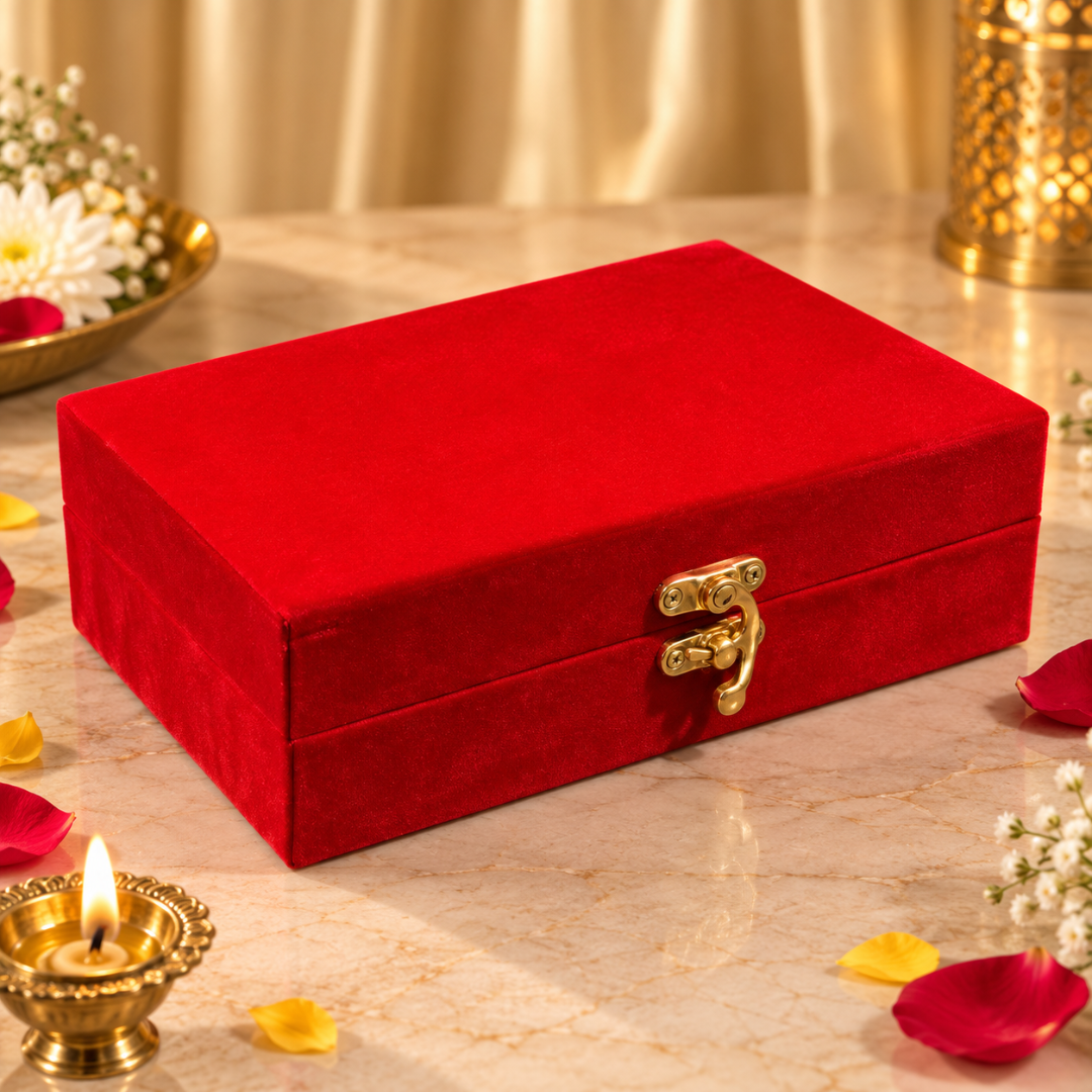 999 Silver Plated Lakshmi Ganesha Hamper (3 Inch) in Velvet Gift Box