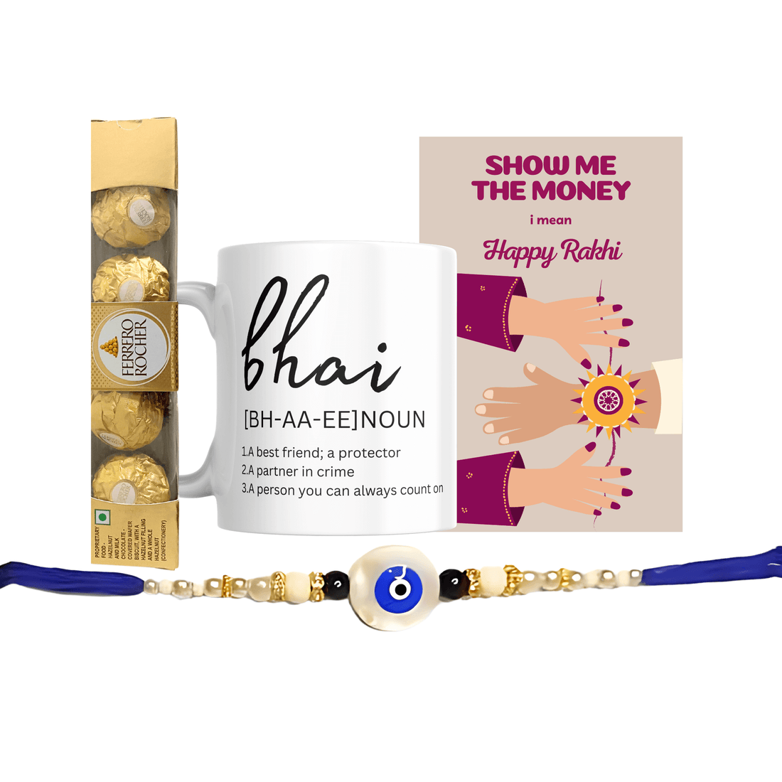Evil Eye Elegant Rakhi Gift Combo with Chocolate