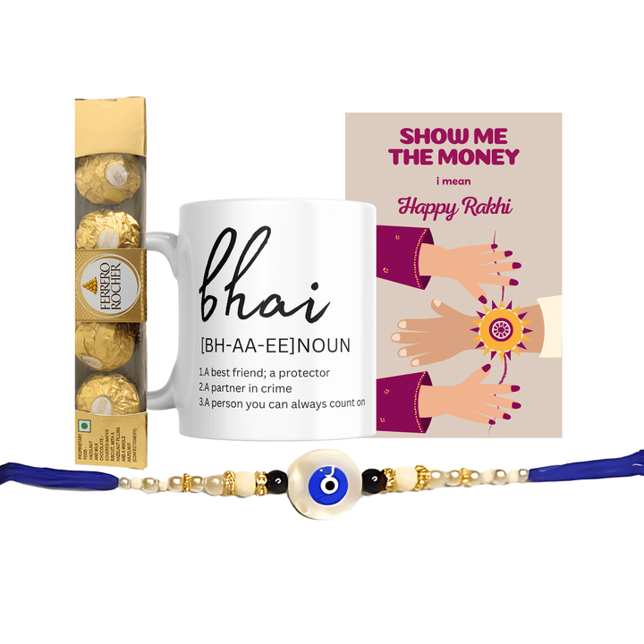Evil Eye Elegant Rakhi Gift Combo with Chocolate