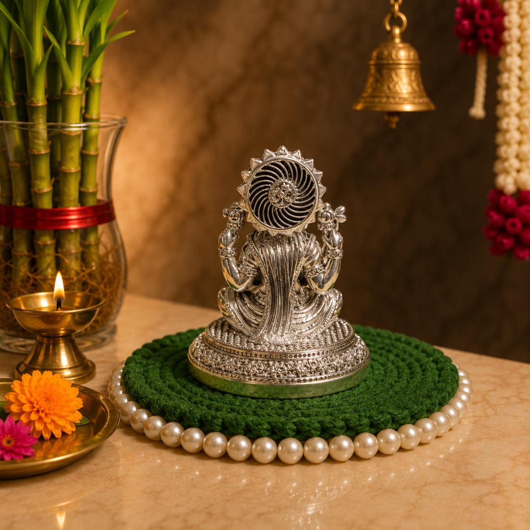 999 Silver Plated Goddess Lakshmi Mata Idol with Premium Gift Box