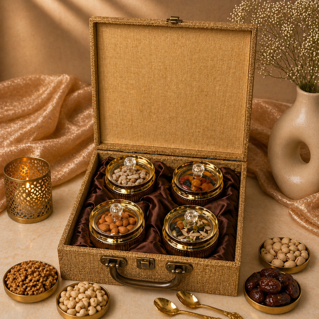Dry Fruits Corporate Gift Hamper with 4 Jars - Roasted Almonds, Pan Kishmish, Breakfast Mix & Mixed Berries