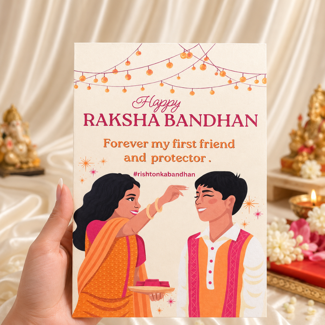 Rudraksh Rakhi with Greeting Card Gift Combo for Brother