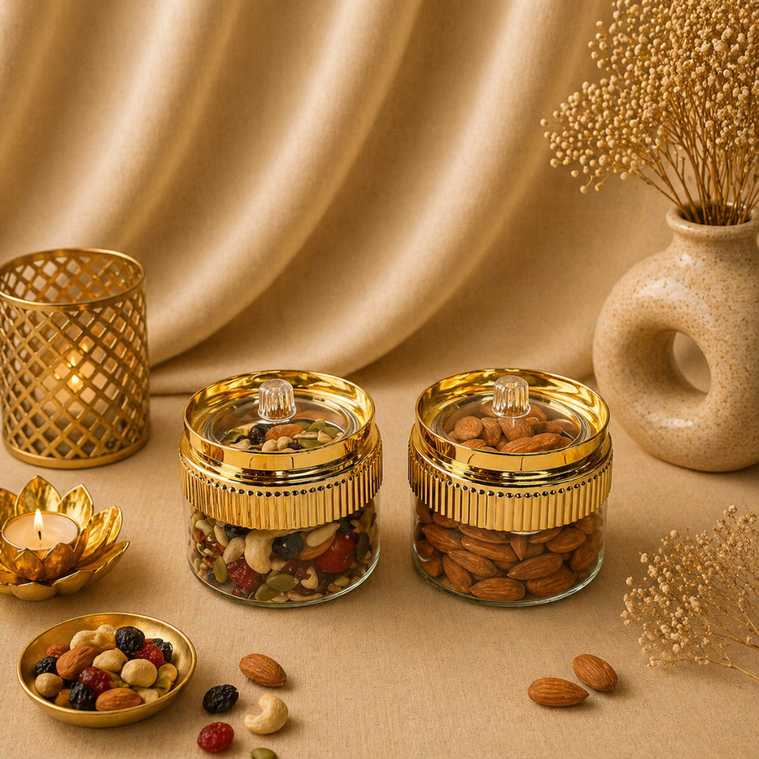 Dry Fruits Corporate Gift Hamper with 4 Jars - Roasted Almonds, Pan Kishmish, Breakfast Mix & Mixed Berries