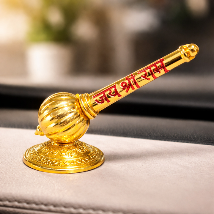 Lord Hanuman Ji Gada with Jai Shree Ram Engraving Idol  (Size 10 × 3.5 × 3.5 cm)