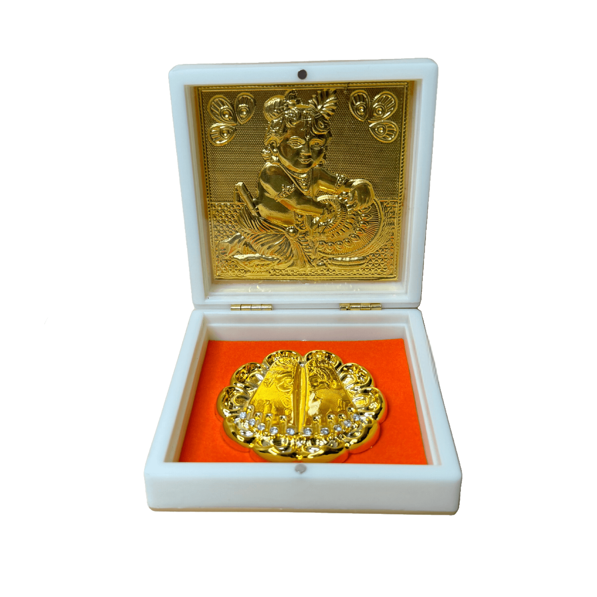 24KT Gold Plated Laddu Gopal with Charan Paduka