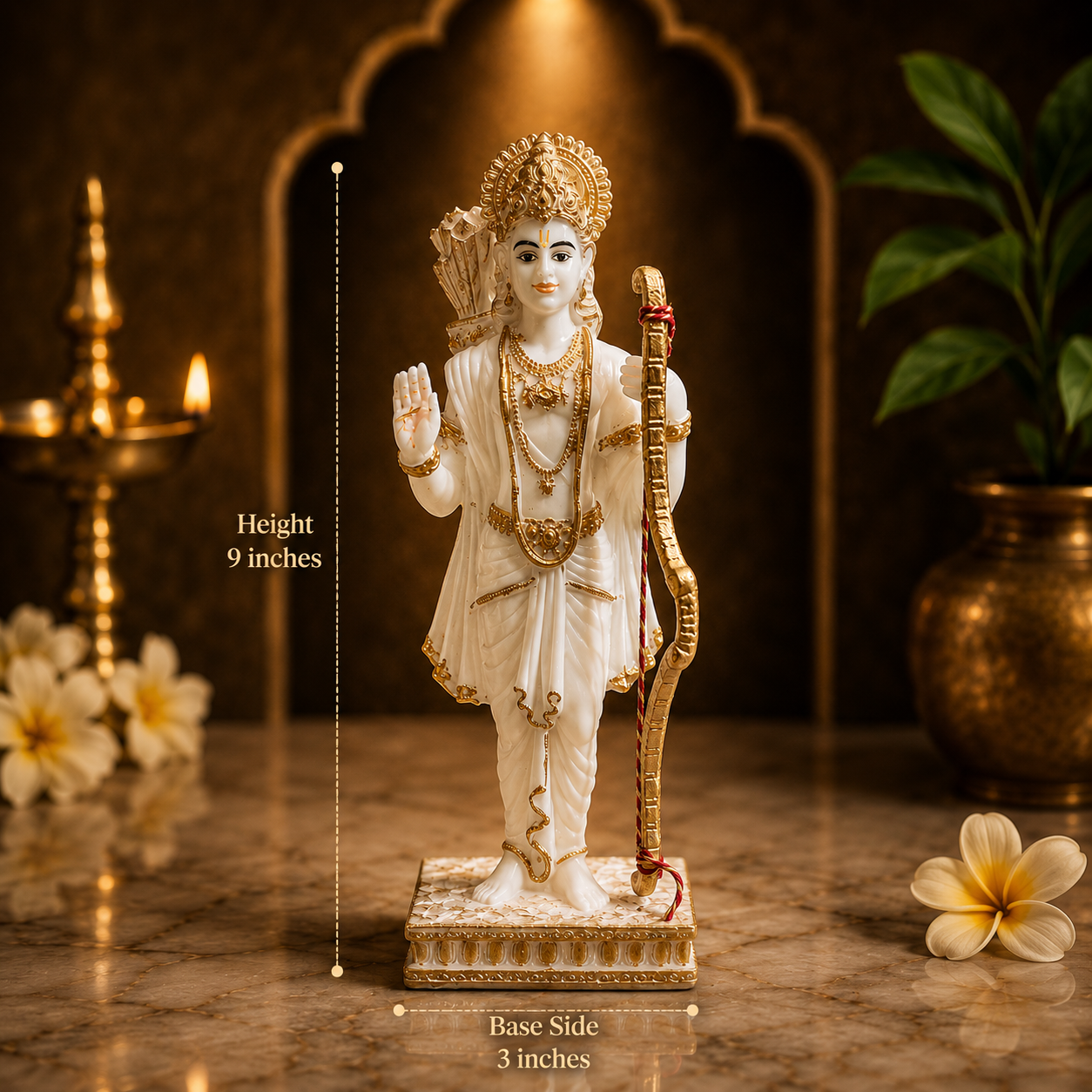Ram Darbar Idol with Lord Ram, Sita, Laxman & Hanuman Murti Statue | 9 Inch Marble Finish Resin