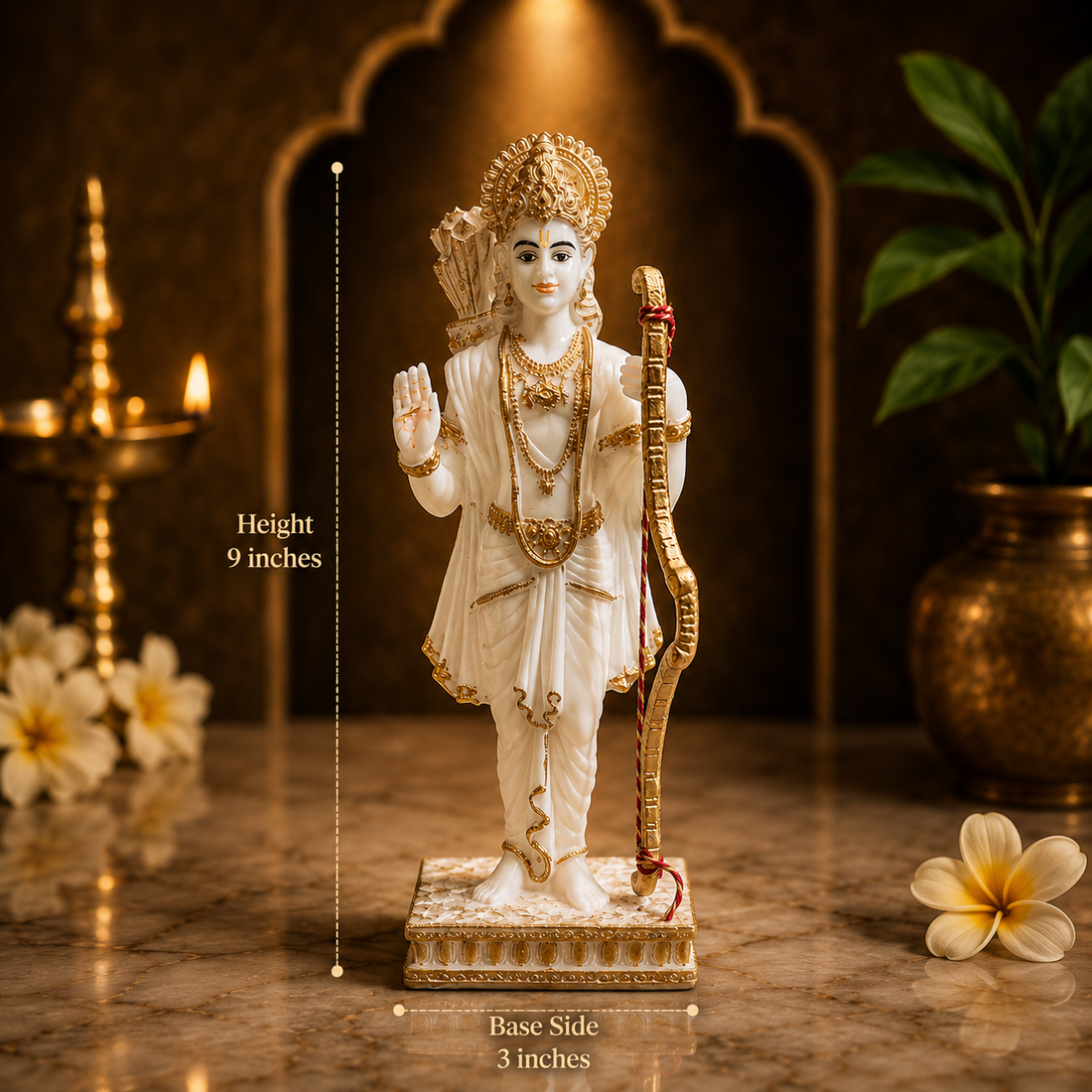 Ram Darbar Idol with Lord Ram, Sita, Laxman & Hanuman Murti Statue | 9 Inch Marble Finish Resin