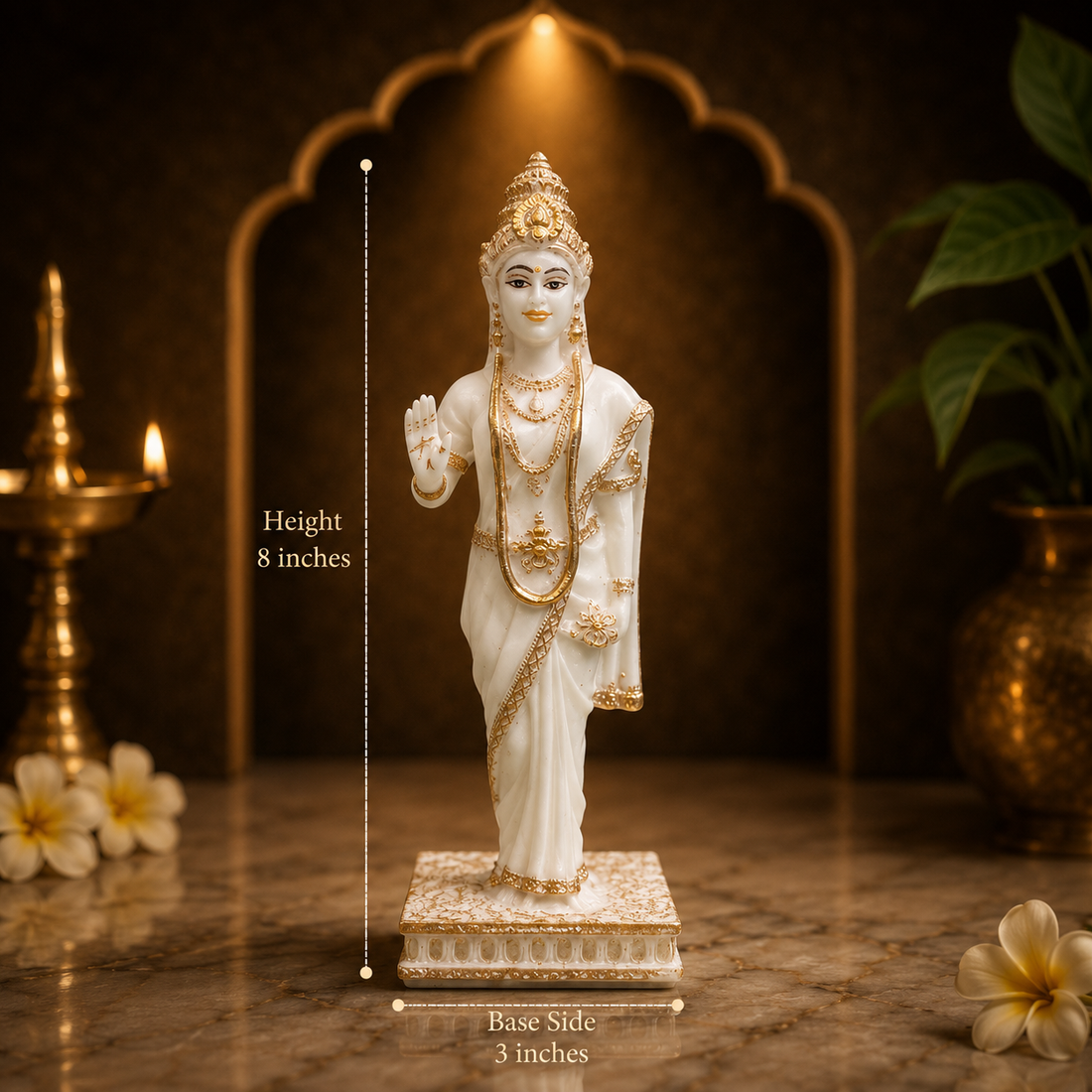 Ram Darbar Idol with Lord Ram, Sita, Laxman & Hanuman Murti Statue | 9 Inch Marble Finish Resin