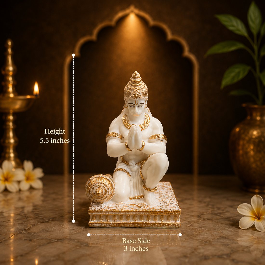 Ram Darbar Idol with Lord Ram, Sita, Laxman & Hanuman Murti Statue | 9 Inch Marble Finish Resin