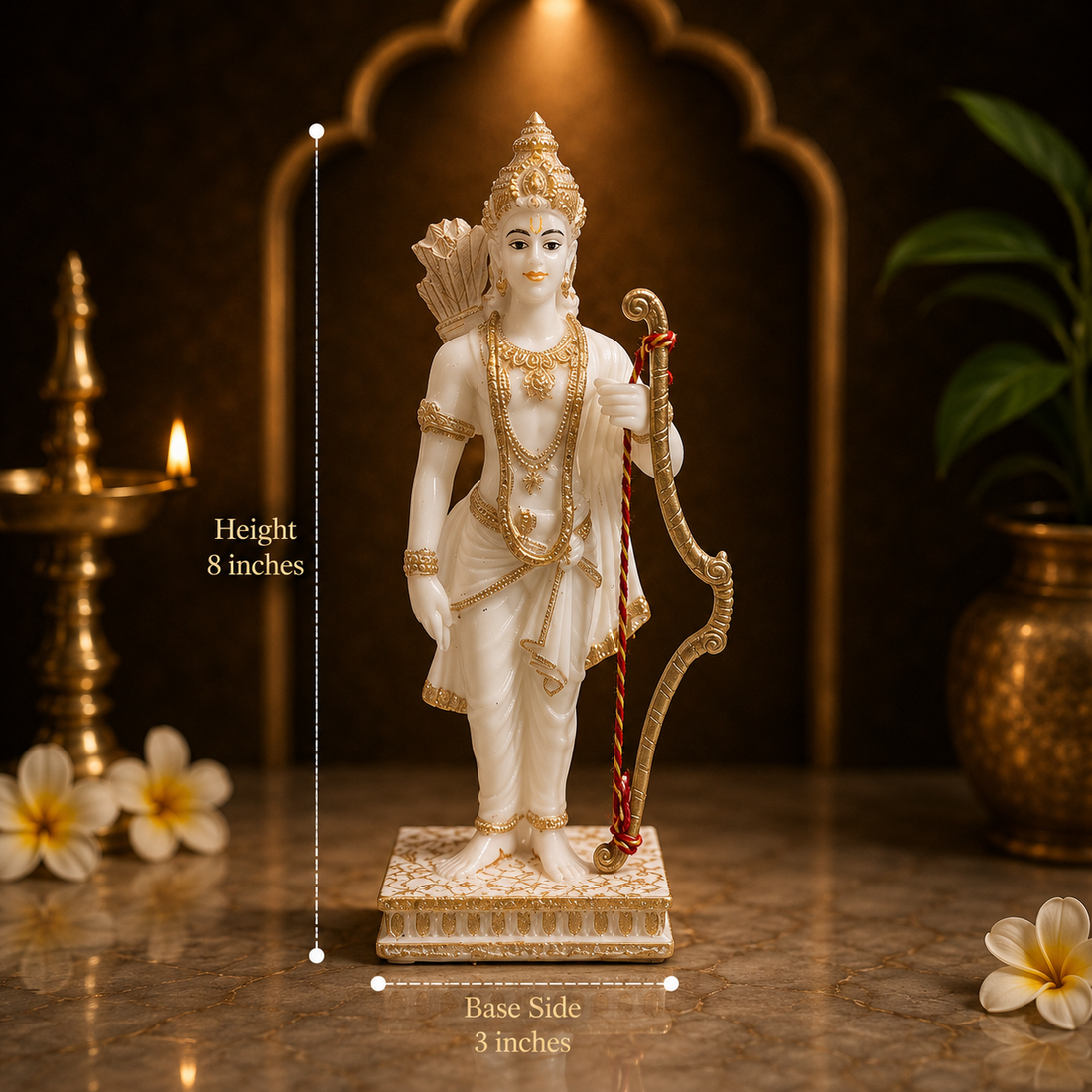 Ram Darbar Idol with Lord Ram, Sita, Laxman & Hanuman Murti Statue | 9 Inch Marble Finish Resin
