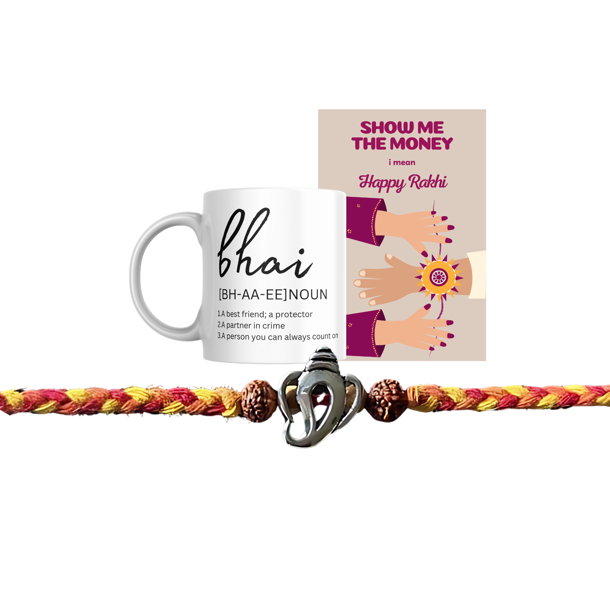 Ganesha Rudraksh Silver Rakhi Gift Combo