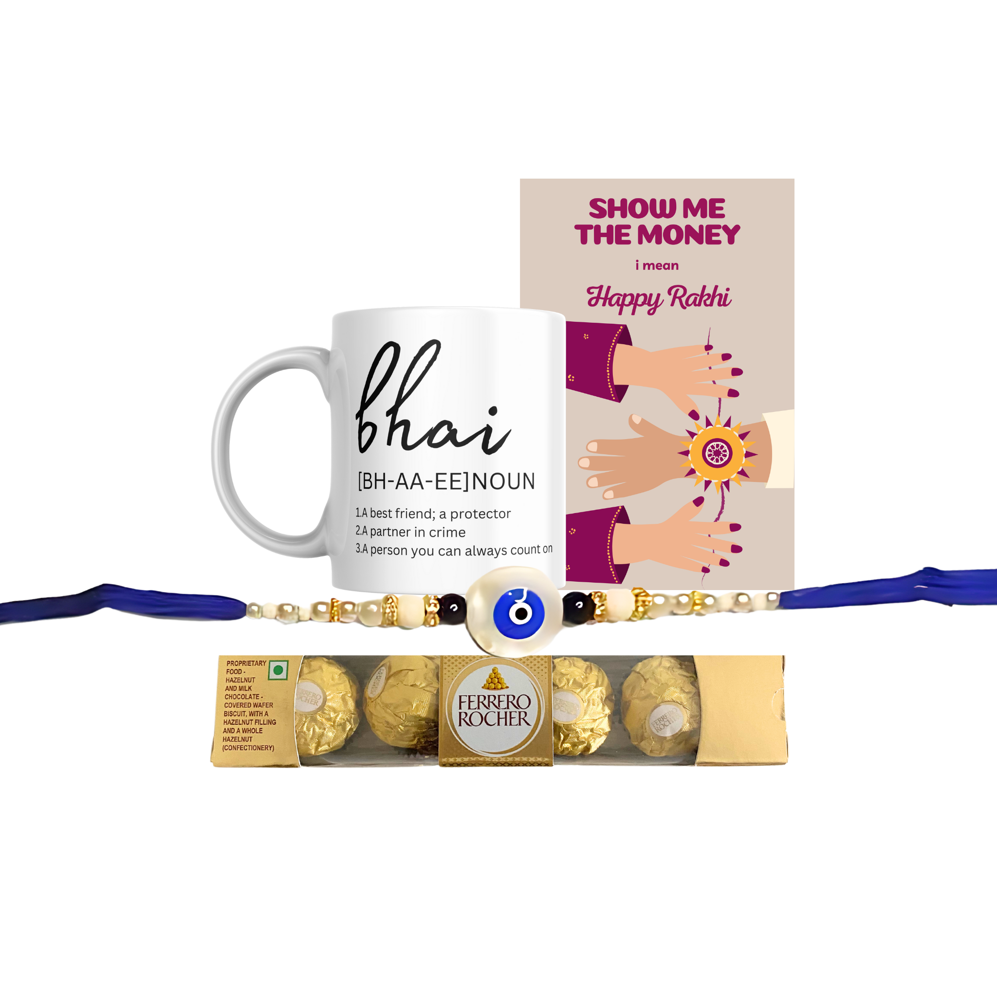 Evil Eye Elegant Rakhi Gift Combo with Chocolate