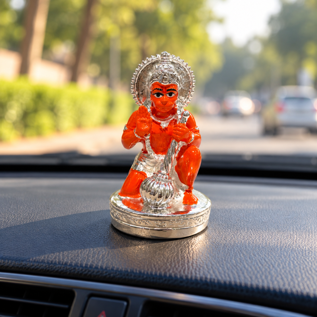 999 Silver Plated Hanuman Ji Idol (3 Inch) in Gift Box