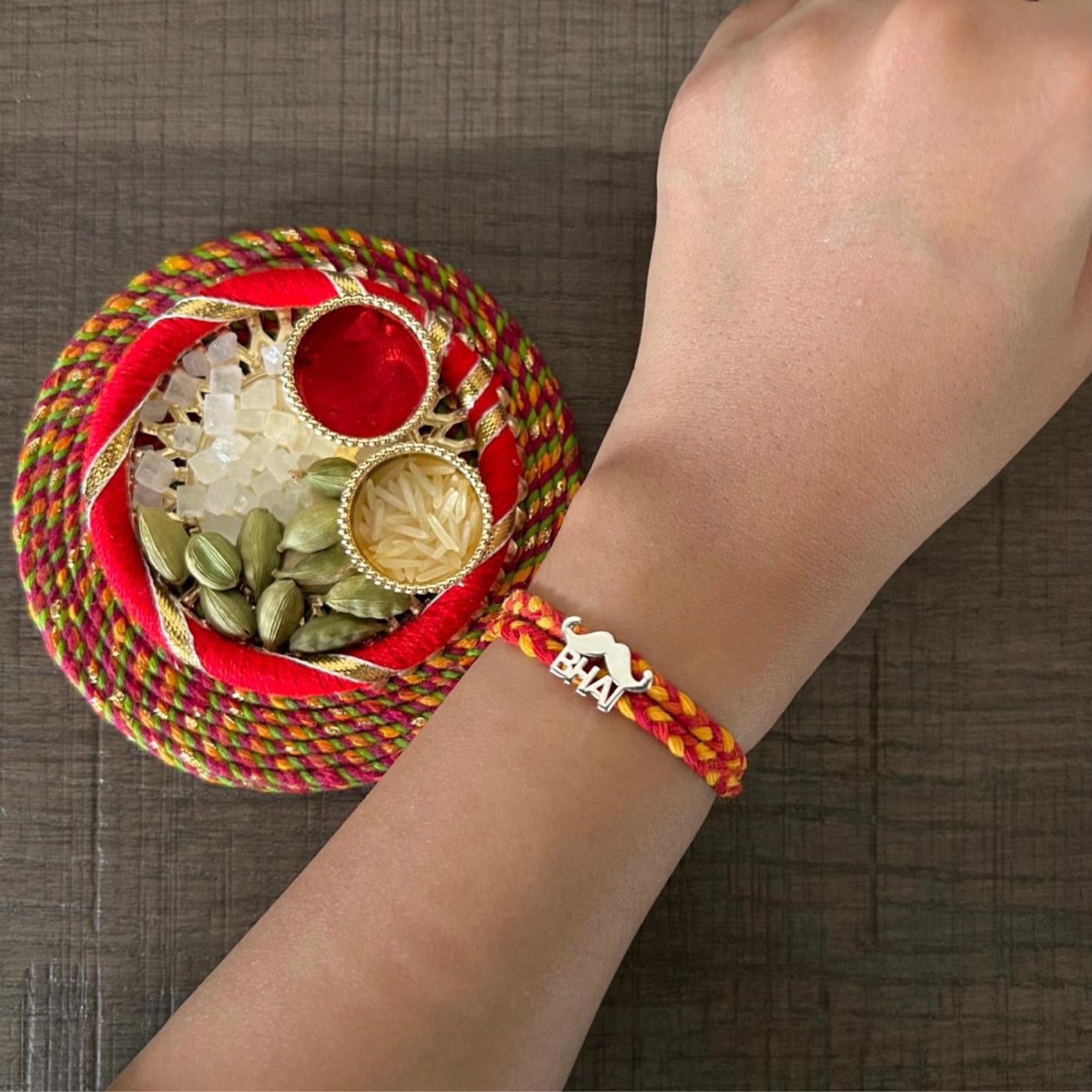 Bhai Moustache Quirky Silver Rakhi for Brother