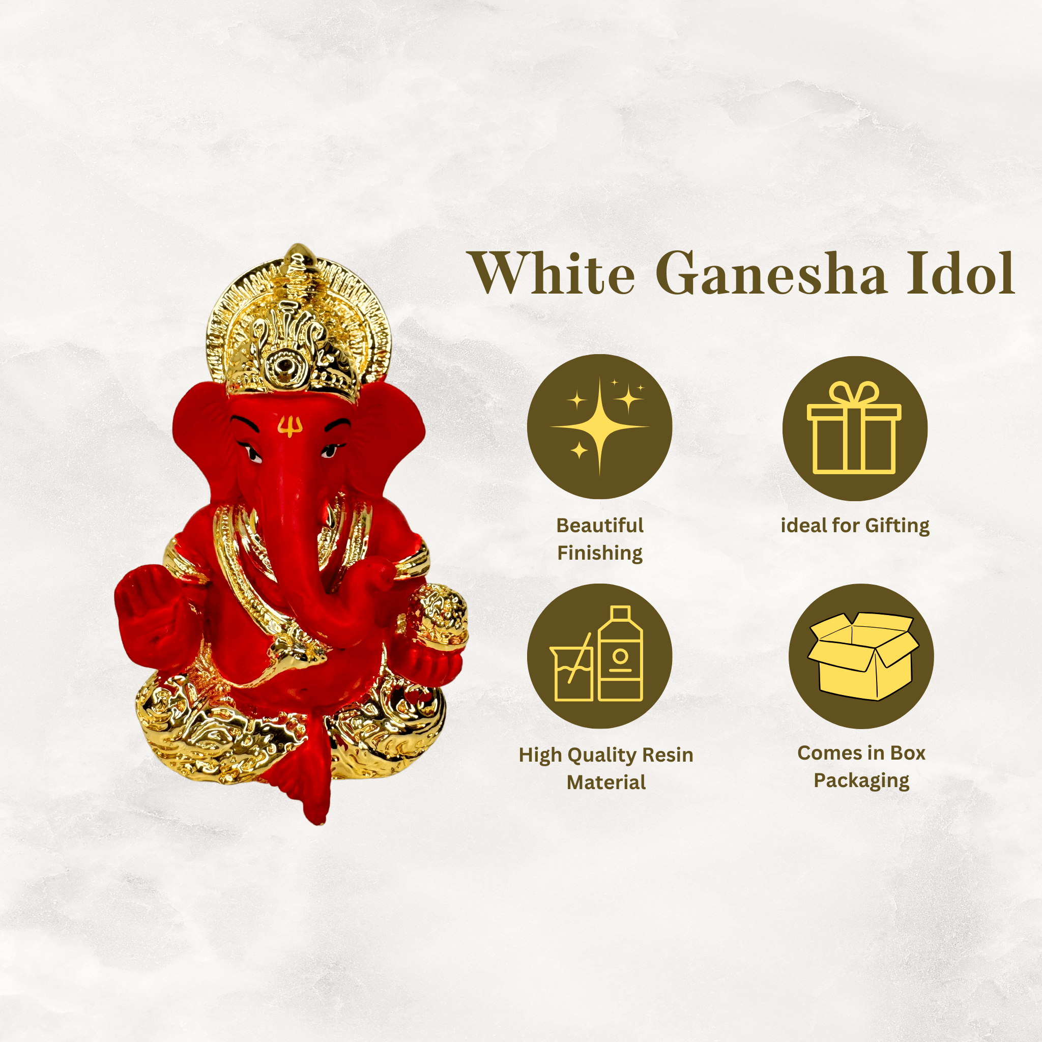 Ganesha Idol For Car Dashboard - Gold Plated
